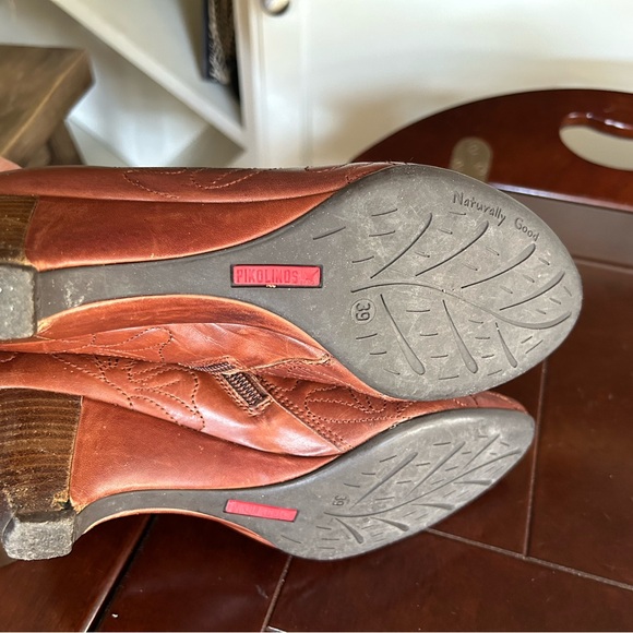 WOMENS SIZE 39 PIKOLINOS BROWN CUERO TOOLED ZIPPERED BOOTIES - Picture 6 of 10